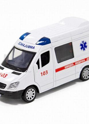 Металева автомодель mercedes-benz sprinter швидка допомога technodrive 250295 з функцією pull back
