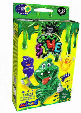 Набор для опытов crazy slime slm-02 зеленый, 5 лизунов, от 6 лет, данко