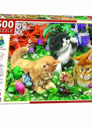 Пазл «котята и жучки» 500 деталей, картон, 330х470 мм, для детей от 9 лет