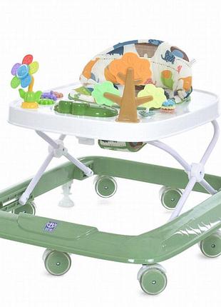 Детские ходунки bambi m 6134-5 зелёные со светом и звуком, регулировка высоты