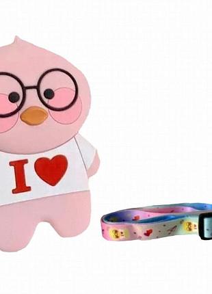 Силиконовая сумочка-антистресс pop-it утенок лалафанфан, розовая, a-toys c4352