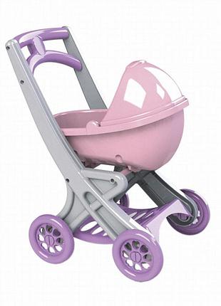 Детская коляска для кукол doloni toys 0121/04 с люлькой, серо-розовая