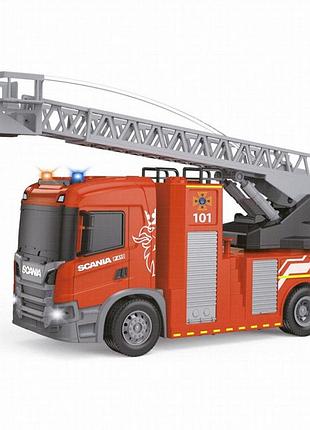 Дитяча автомодель scania пожежна машина technodrive 6407ks з драбиною, світлом і звуком