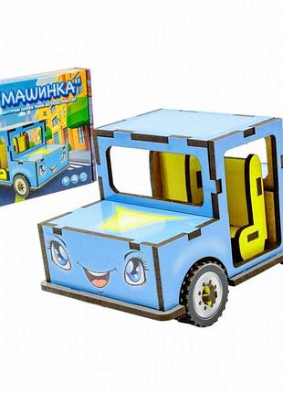 Деревянный 3d конструктор «машинка» puzzleok, 43 детали, цветной