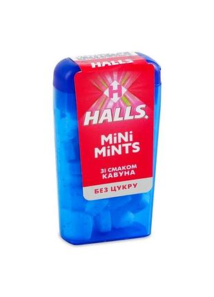 Льодяники без цукру halls mini mints зі смаком кавуна