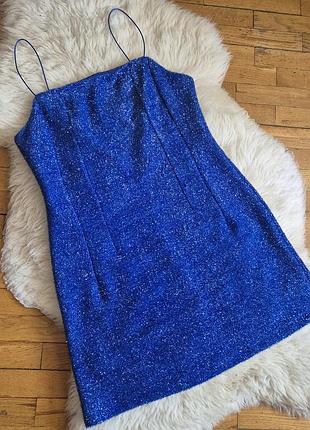 Коротка жіноча сукня-комбінація topshop синя з блискітками