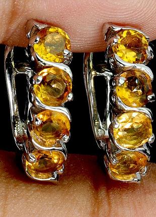 Серьги серебро 925 натуральный цитрин