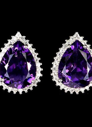 Серьги серебро 925 натуральный аметист