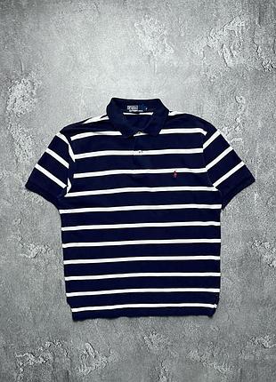 Vintage винтажная футболка поло polo ralph lauren поло ральф лаурен big pony striped в полоску size m размер м