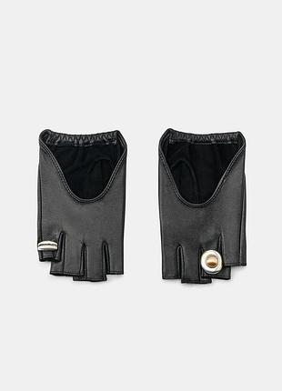 Митенки из 100% кожи с кольцами