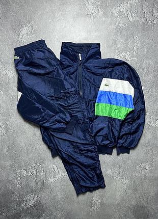 90x vintage винтажный нейлновый спортивный костюм lacoste лакоста big logo size l размер л