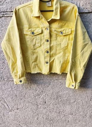 Яскрава жовта джинсова куртка оверсайз denim розмір s/m