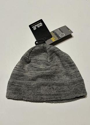 Шапка jack wolfskin aquila cap beanie knit fleece lined unisex gray size m