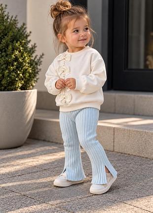 Комплект костюм для дівчинки river island matalan 86-92 см, 18-24 місяці, утеплений світшот і штани лосини кльош в рубчик