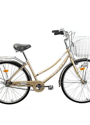 Велосипед forte crystal алюм.рама 17", колеса 26", бежевий + корзинка