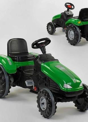 Трактор педальный 07-321 green (1) клаксон на руле, сидение регулируемое, колеса с резиновыми накладками, в коробке