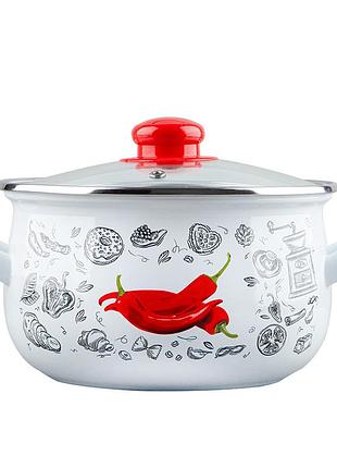 Перчинка белая gt-t-122-wp кастрюля gusto 22 см, 5,1 л