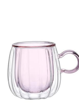 Vt-5315-240 набор чашек cut pink с двойным дном vittora, 2 шт, 240мл