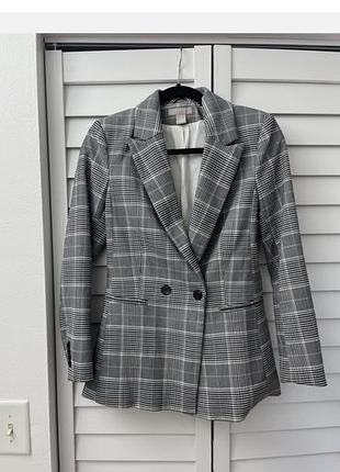Сірий жіночий піджак на ґудзиках h&m, розмір 40