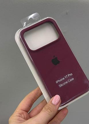 Чохол-накладка з мікрофіброю для айфон 17 pro, чохол silicone case з мікрофіброю для iphone 17 pro (бордовий)