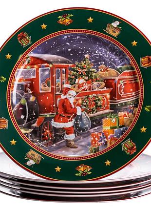 Набір новорічних тарілок із порцеляни santa 6шт ø26.5 см yiwu hp-sdhk-6