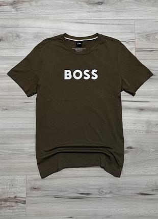 Коричневая футболка босс хуго босс boss hugo boss bold logo, фактически m, оригинал