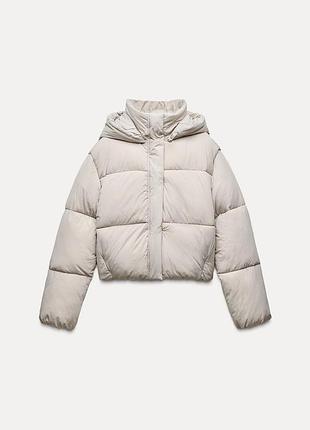 Нова зимова куртка-анорак zara water-repellent, xs, екрю
