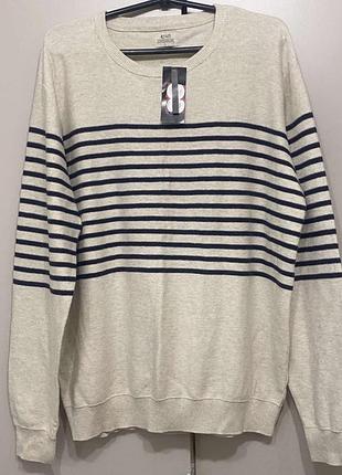 Новий чоловічий джемпер у смужку matalan acw85 (100% бавовна), розмір l