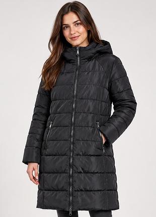Женское стеганое пальто vero moda черное, утепленное, с капюшоном, размер м