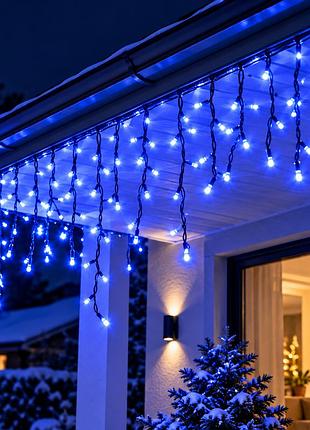 Вулична світлодіодна гірлянда 200 led / гірлянда-бахрома ip65 10 м синій
