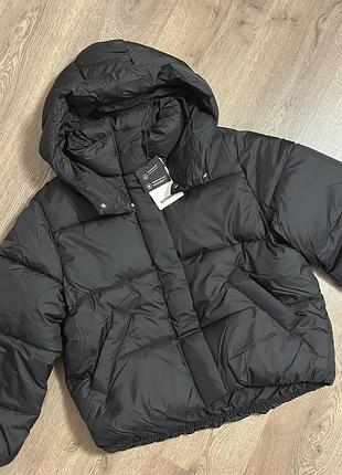 Теплий пуфер куртка bershka чорний матовий