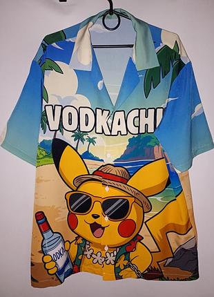 Гавайская рубашка vodkachu (пикачу) размер l (б/у)