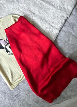 Червона спідниця міді zara