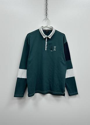 Крутий лонгслів кофта armani exchange rugby long sleeve polo shirt green/white/navy