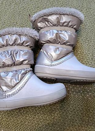 Черевики жіночі crocs на єврозиму сріблясті, розмір 8, довжина устілки 24 см