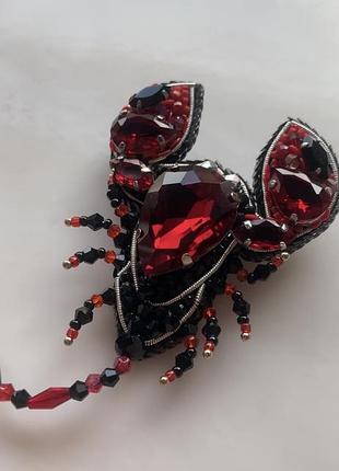 Брошка  скорпіон 🦂 ♏️ ручної роботи, червоний, чорний