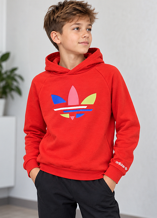 Детское худи adidas originals с капюшоном, красное 146-,152 см, 11–12 лет