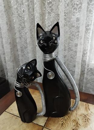 Статуэтки, фигурки кошек, натуральное дерево, металл, ручная работа, фирменные (индия)