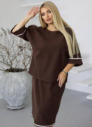 🍁женский теплый костюм с юбкой из ангоры вязки🧶