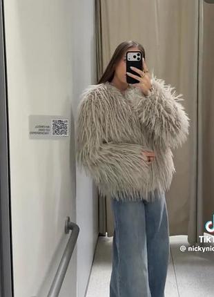Шуба жіноча zara сіра  розмір m