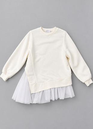 Кофта для дівчинки zara молочна з фатином 6-7 років