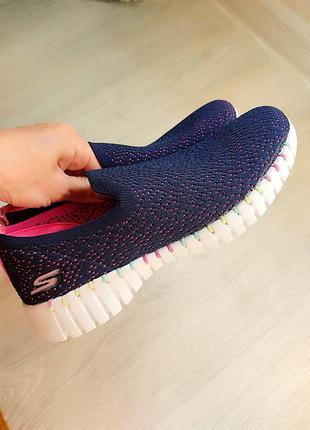 Кросівки дитячі skechers, сині з рожевим