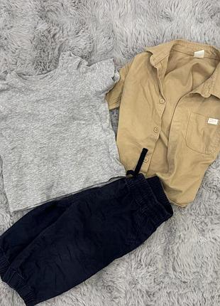 Костюм для хлопчиків h&m сорочка, штанці, футболка  74 розмір