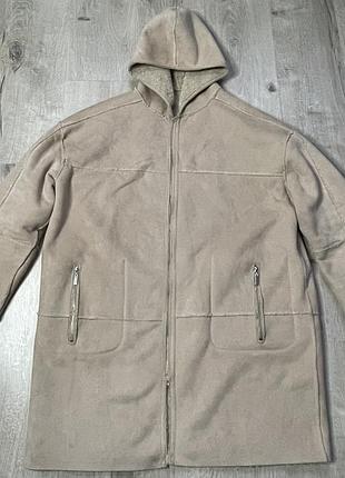 Жіноча екодублянка oversize з капюшоном c&a бежева тедді баранчик