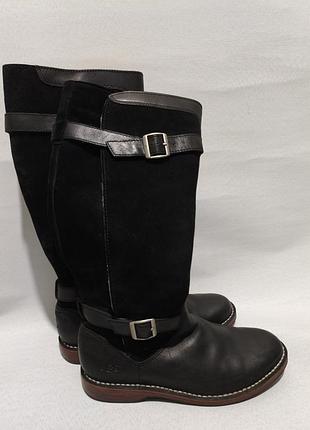 Ugg  australia dunwich two-tone високі теплі чоботи   на овчині з комбінацією гладкої шкіри та замші, з двома ремінцями з пряжкам  uk8.5/41
