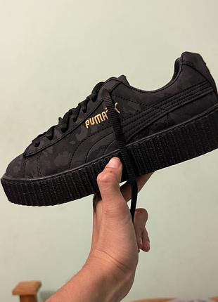 Кеди жіночі puma чорні замшеві на платформі
