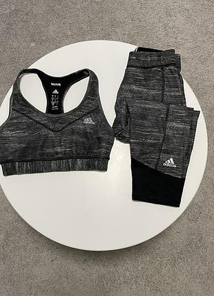 Спортивний комплект жіночий adidas сірий з чорним