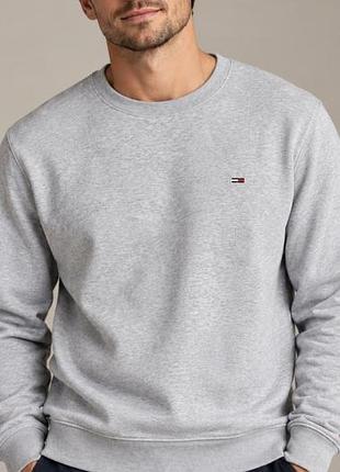 Мужской свитшот tommy jeans, серый меланж, размер l