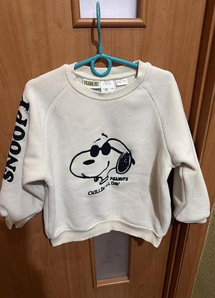 Світшот для хлопчика zara snoopy молочний 5-6 років