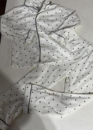 Піжама для дівчинки h&m біла в чорні зірочки